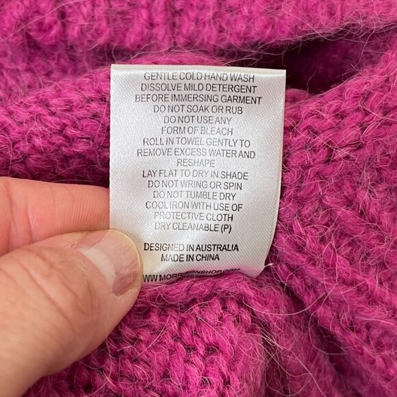 Morrison Fuchsia Alpaca Wool Blend Sweater Australia SZ 1-2 (S/M) Cozy Luxe Knit - Picture 10 of 11